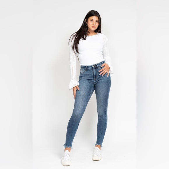 Judy Blue Denim - NWT Judy Blue HW Skinny w/ Destroy & Shark Bit Hem